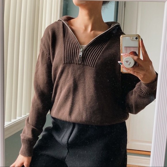 SOLD 🌼 Brown Mexx 3 quarter zip - Picture 3 of 5